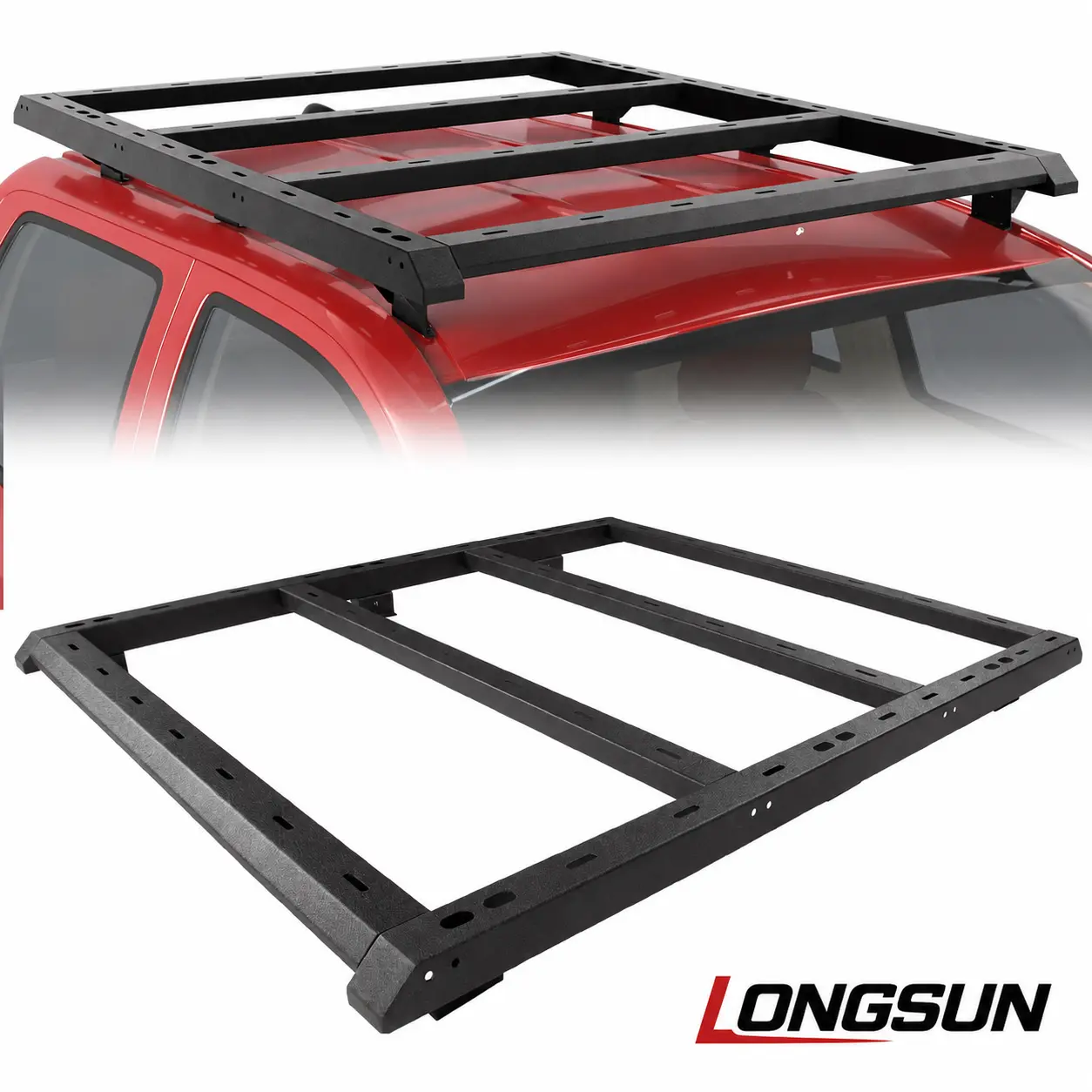 Longsun Adjustable Roof Rack - Heavy Steel Luggage Holder, Drill-Free, Precise-Cut Design, Ample Storage Space, Exceptional Durability, Secure Hold, Car Exterior Accessory for 2005-2023 Tacoma Double Cab