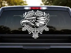 Aguila Mexicana Aztec Car Sticker - Vibrant Colors, Durable Truck Decal, Easy Application, 7.5 Inches, Made in Mexico, Vehicle Exterior Decoration