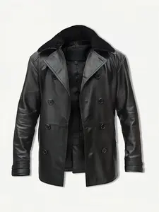 Requiem Tactical Jacket - Fitted Long Sleeve Faux Leather Coat for All Seasons, Medium Length, Plain Design
