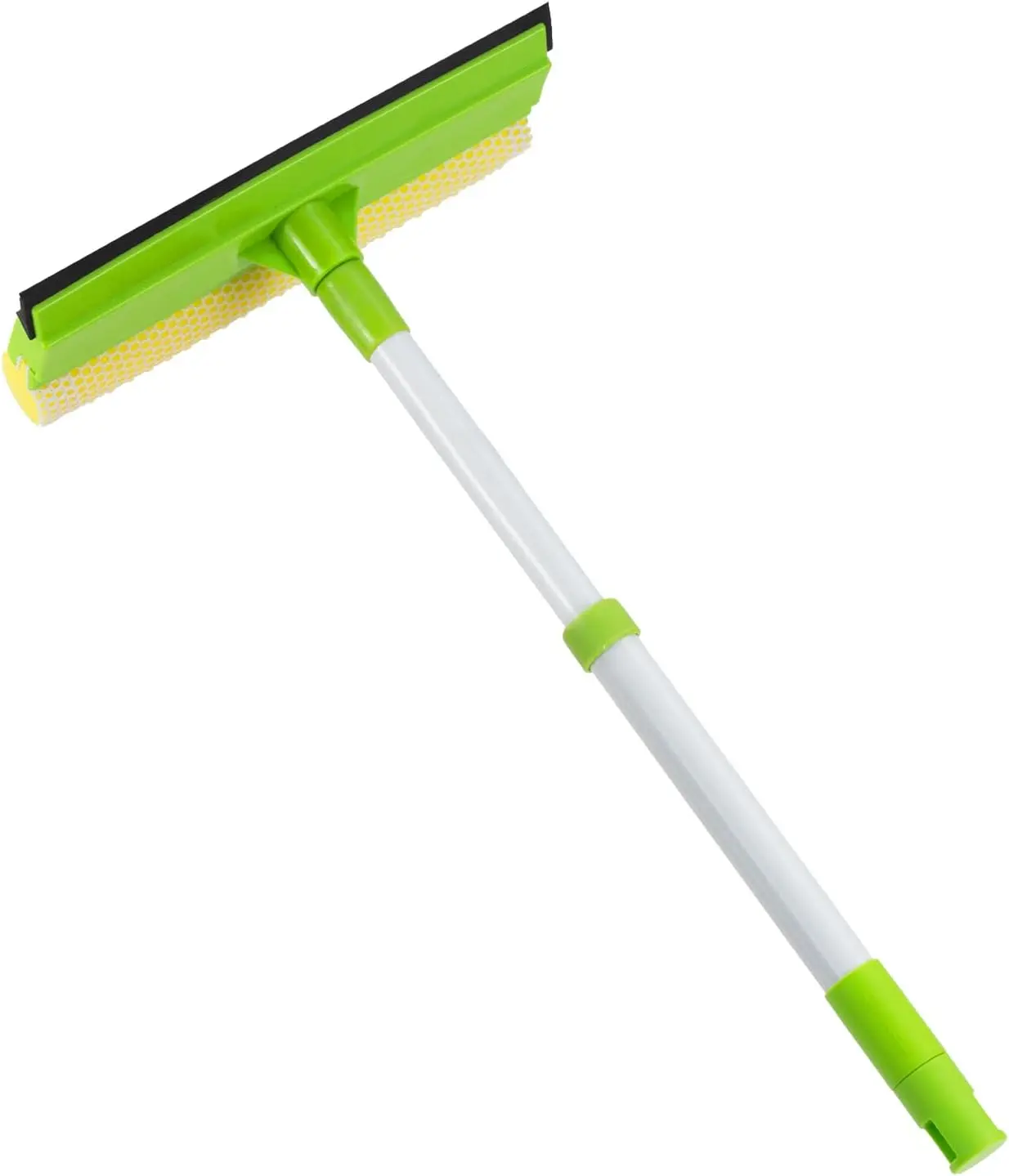 30"-59" Window Squeegee,2 in 1 Squeegee Window Cleaner with Long Stainless Steel Handle,Sponge  Window Squeegee for Gas Station, Glass,Shower,Outdoor High Window Cleaning (Green) (18")
