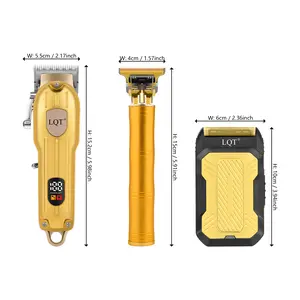 3-in-1 Gold Barber Kit - Men's Hair Clipper, Beard Trimmer, and Electric Shaver (Personal Care Appliance for Grooming)