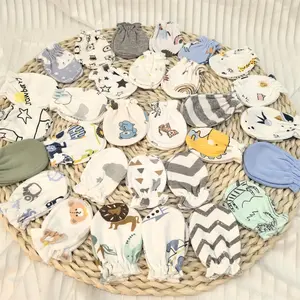 Baby Anti-Scratch Gloves Set, Breathable Unisex Newborn Protection Gear, Style Infant Foot & Hand Covers, Random Colors