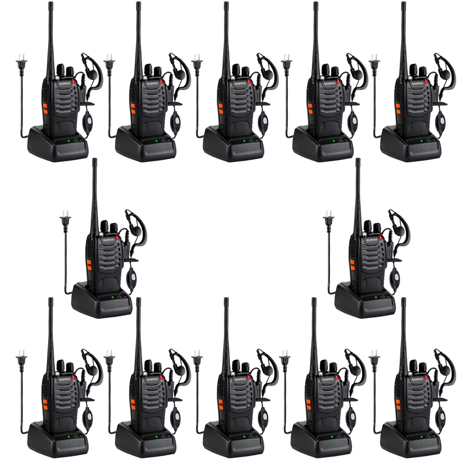 BaoFeng 888S (12 Pack ) walkie talkie Rechargeable UHF Handheld Two-Way Radio with Flashlight, Lithium Battery Charger and Headset, Suitable for Adults and Children (12 Pack )