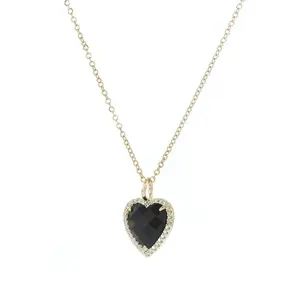 Black Heart Shaped Zircon Pendant Necklace