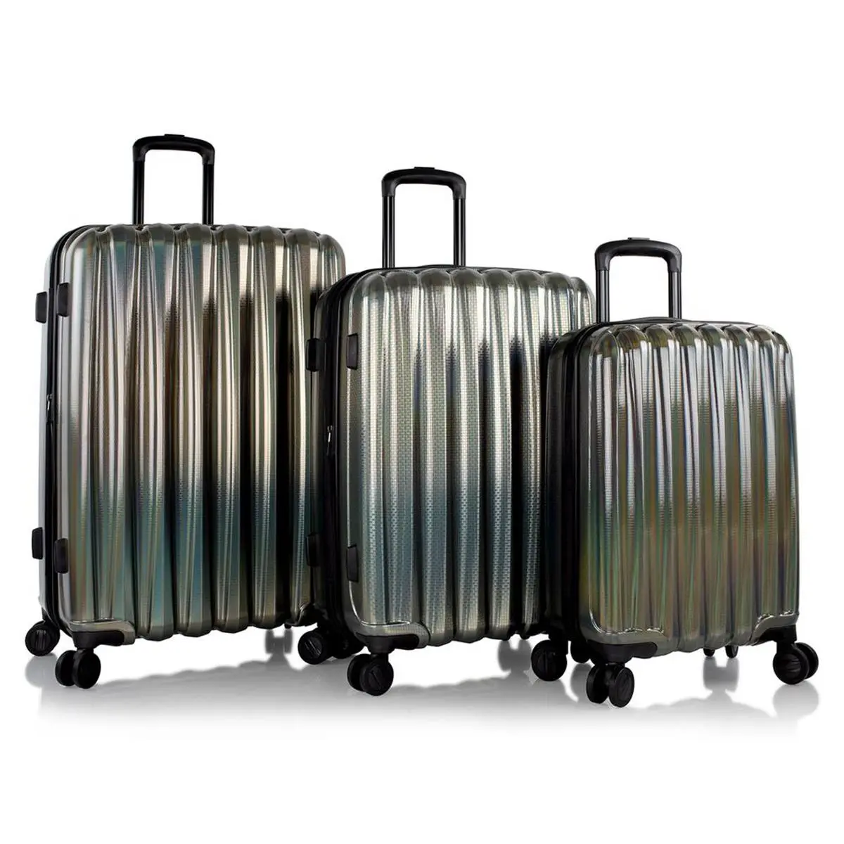 212 MAIN Heys Astro 3-Piece Polycarbonate Hardshell Luggage Set, Charcoal - Travel System with Expandable Design, Lightweight Durable Build, Zippered Closure and TSA Lock