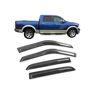 4PCS Tape On External Window Visor, For 2010-2018 Dodge Ram Mega Cab, 2009-2018 Ram 1500 Crew Cab, 2019-2023 Ram 1500 Classic Crew Cab, Tinted Acrylic Wind Air Deflector