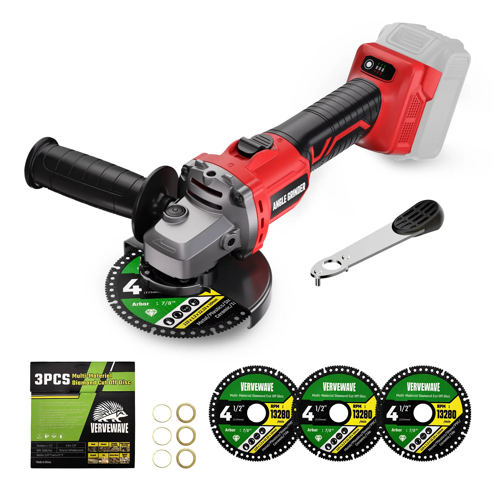 Angle Grinder 4-1/2" Cordless Compatible with Milwaukee 18V/M18 Battery, 6 Variable Speed Power Grinder, Brushless Angle Grinder Power Tools For Cutting Grinding Polishing (Tool Only)