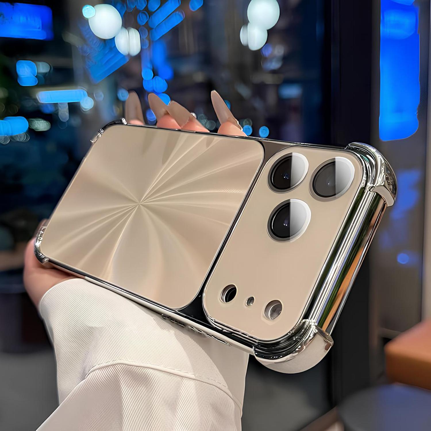 For iPhone 17 Pro Max 16 15 14 13 Case, Luxury Bling Electroplated Four-Corner Shockproof Case with Lens Protector, Titanium Anti-Scratch Military Grade Drop Protection Shockproof Phone Case