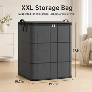 Roomy Fabric Storage Tote with Secure Zipper, Extra Large Capacity Clothes Holding Bag for Comforters, Bed Linens & Pullovers, Practical Storage Accessory for Relocation, Wardrobe and Bedroom Storage Needs