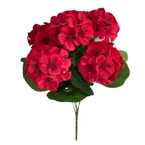 Bunch of 8 13.77 inches Artificial Geranium Flowers, Red Artificial Flowers, Silk Geranium Flowers, UV Resistant Garden Plants for Outdoor, Yard Decoration, Home, Kitchen, Table Decoration