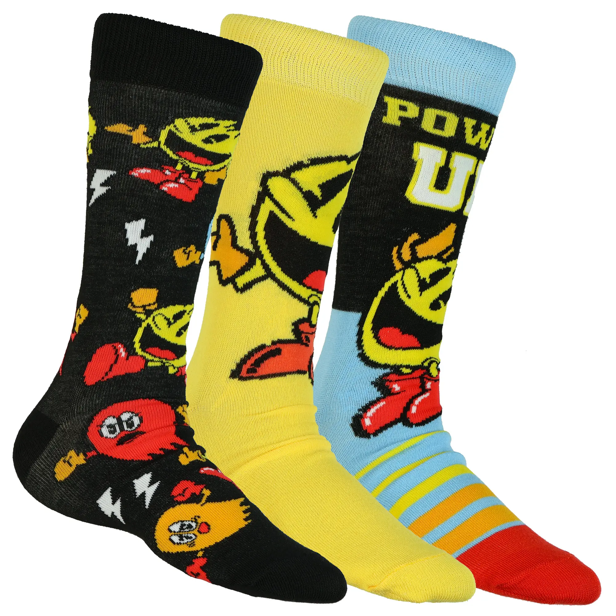 Pac-Man Crew Socks Men's 3-Pack Power Up Arcade Game Characters OSFM