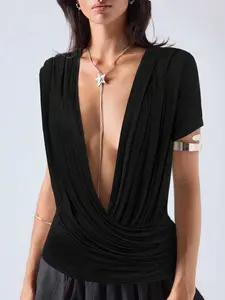 LYSMO Women's Solid Color Deep V-Neck Sexy Camisole