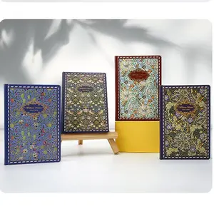 4-Piece Vintage Elegant Hardcover Notebook Set, Luxury Gift Journal, Gold Foil Round Back, Eye-Caring Hand Account Book