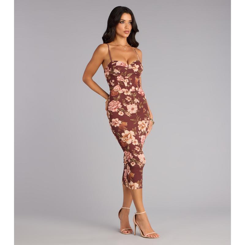 Fall Romance Mesh Midi Dress