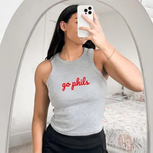 [Sale Up To 50%] Baseball Tank Top for Women, Philly Star High Neck Top, Gift for Philly Fan, Philly Gift for Women, Trendy, Summer Tank Top, Baseball Shirt