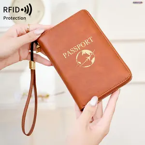 RFID Travel Wallet for Men & Women, Multifunctional Passport Holder & Ticket Organizer, Stylish Zipper Long Wallet, Portable ID & Credit Card Storage for Travel, Vacation, Daily Use