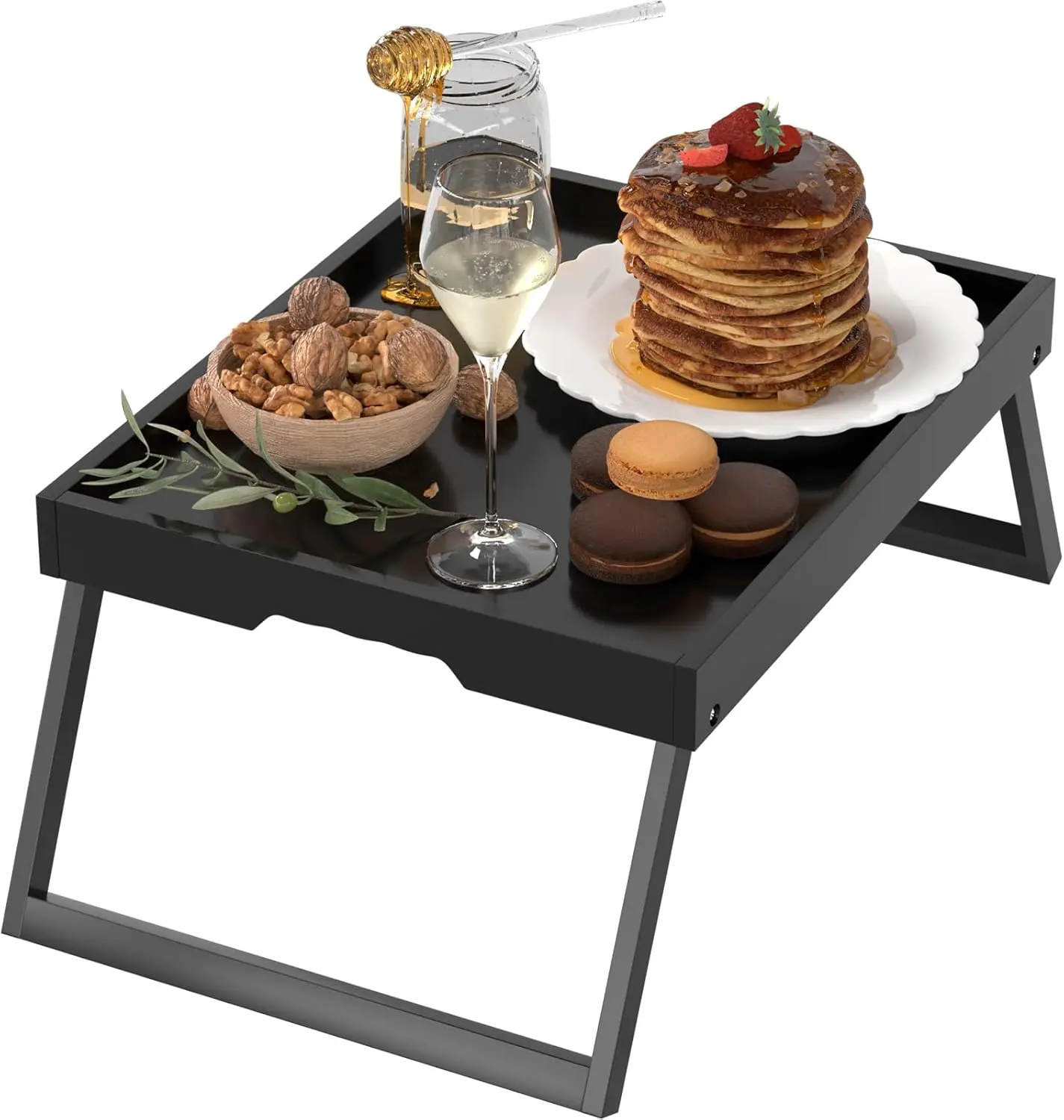 Bed Tray Table with Foldable , Breakfast in Bed Tray for Eating, Kitchen Serving Trays, Folding Table for Sofa, Beds, Eating, Working,  As Laptop Desk Snack Trays, Black