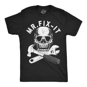 Mens Funny T Shirts Mr Fix It Sarcastic Mechanic Graphic Novelty Tee for Men Mens Funny T Shirts Cool Vintage Fashion T-Shirt Gift Classic Menswear Sarcastic Apparel for Men Funny Mechanic Short Sleeve Novelty Black - Mr