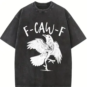 Comfort Colors Vintage Funny Crow T-Shirt, F-caw-f Raven Tee, Black Crow Graphic Shirt, Funny Gothic Raven Outfit, Raven Lover Gift