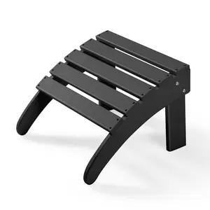 Folding Adirondack Ottoman, HDPE Adirondack Chair Footrest Weather Resistant, Plastic Outdoor Footstool for Patio Backyard Poolside Porch Deck Lawn Indoor, 19.7W x 18.5L x 13H Inch