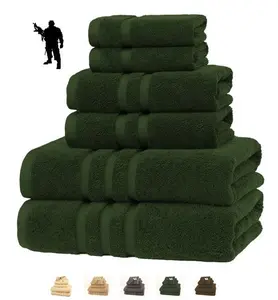 Veteran Textile 6 Piece Towel Set - 100% Pure Turkish Cotton - Luxury Towel Set for Bathroom & Kitchen, 2 Bath Towels, 2 Hand Towels & 2 WashCloths.  DARK GREEN