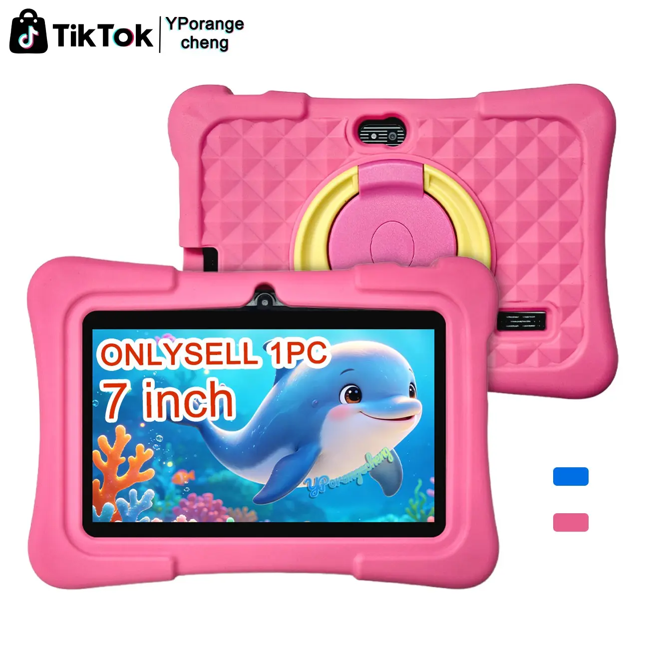 7-Inch Student Tablet, Android Tablets, Android Wifi Tablet, 5G Wi-Fi Only, Study & Work 2-in-1, Front & Rear Camera, Full-Body Case, Learning + Games, Kids Gift for Easter / Halloween / Christmas / Birthday – Blue/Pink/Purple – No Power Adapter