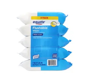 Equate Flushable Wet Wipes, Fresh Scent, 240 Wipes (5 Pack), Compare to Cottonelle