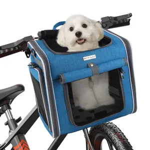 Dog Bike Basket, Soft-sided Ventilated Dog Bike Carrier Backpack, Removable Bicycle Basket Front Handlebar Bicycle Basket for Pet Carrier Basket