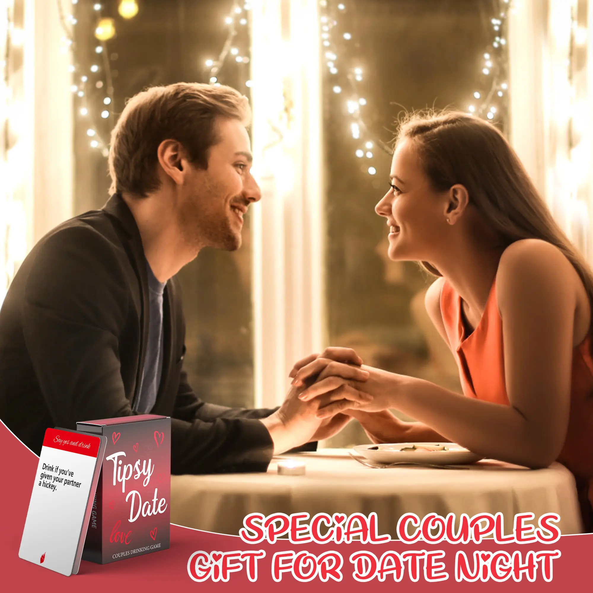 Tipsy Date Couple Drinking Cards Game Ultimate Card Game for Intimate Conversation and Connection Valentines Day Gift 50 Cards Perfect Date Night