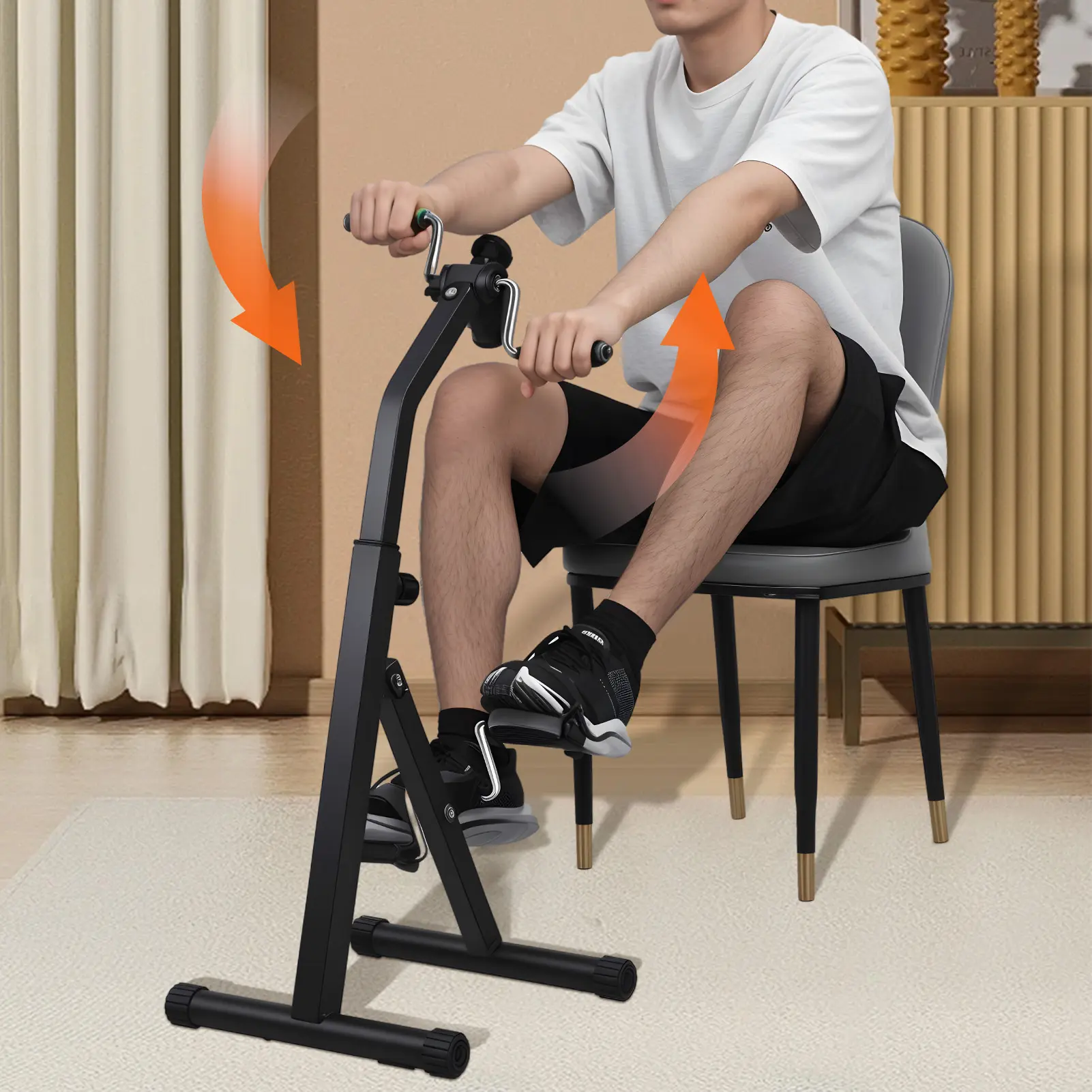 Elderly Exercise Bike, Hand Arm Leg Knee Peddler, Upper Lower Limb Rehabilitation Machine, Adjustable Fitness Equipment for Seniors, Home Pedal Exercise Bike for Total Body