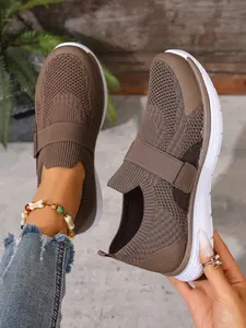 Women's New Casual Sports Shoes, Sporty Running Fashion, Lightweight Soft Sole, Comfortable Anti-Slip Walking Shoes, Lace-Up Low Top Running Shoes, Knitted Running Shoes, Fashionable Running Shoes