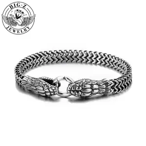 Dark python bracelet, stainless steel, double snake head, hip-hop, men's bracelet. A retro, creative, and fashionable accessory, perfect for a boyfriend's birthday or Valentine's Day gift.