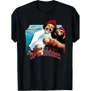 Bdhjydb Cheech & Chong Men's Short Sleeve Graphic T-Shirt - Vintage "Up in Smoke" Movie Design, Soft Breathable Fabric, Machine Washable Casual Tee for Adults, Black Golf Gift T-Shirt For Men and Women