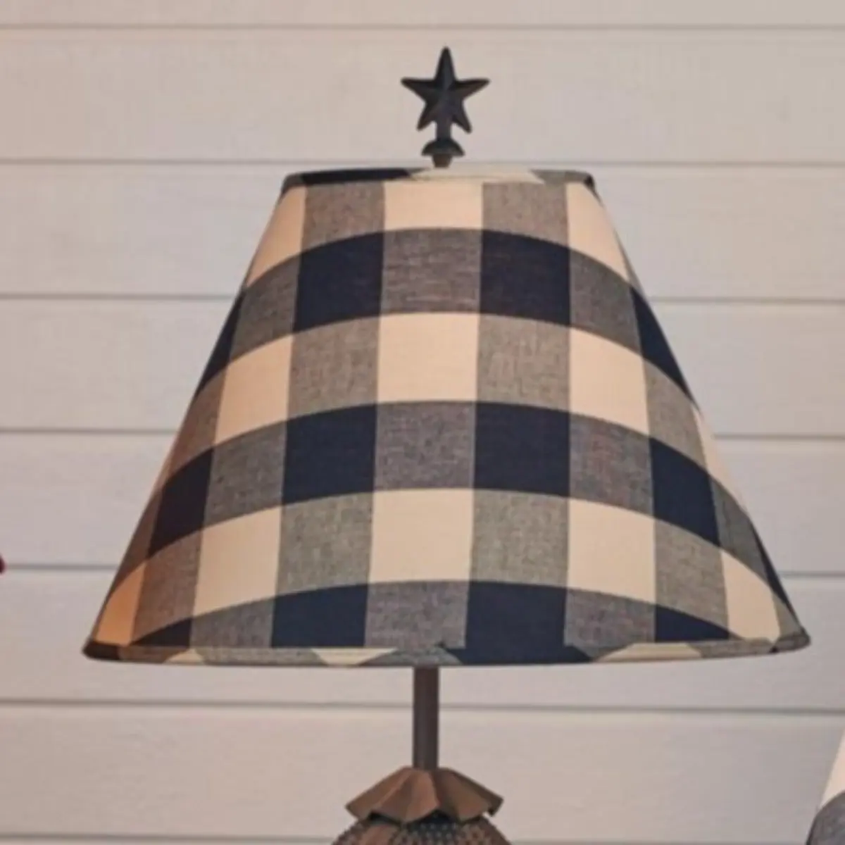 Decorative Country Buffalo Black-and-Tan Check Lamp Shade, Cotton Fabric Lighting Accessory with Standard Clip, Living Room, 10" Bottom Diameter
