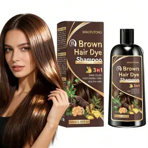 3-in-1 Hair Dye Shampoo, Natural Brown Formula, Easy Gray Coverage, Herbal Blend with Ginseng Extract, Gentle Plant-Based Hair Care, Salon-Like Experience at Home, Suitable for Men & Women in Fall & Winter, Haircare