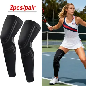 1pair Sports Compression Long Leg Sleeves for Running, Basketball, Football, Cycling, Unisex Athletic Gear for Active Lifestyles