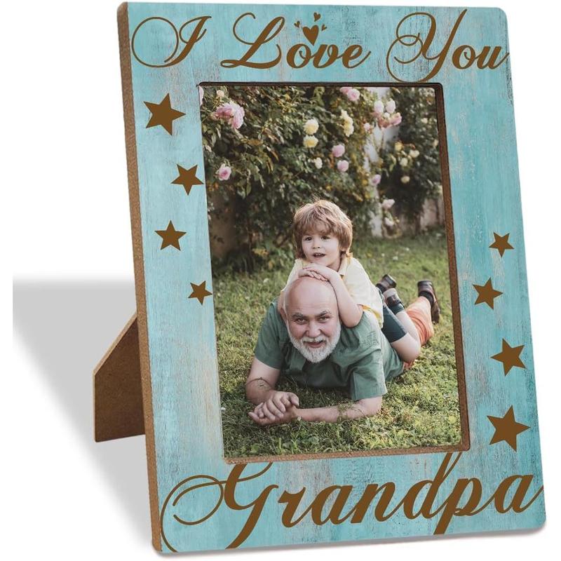 8x6 Picture Frame, Grandpas Photo Frame for  Decor, Father's Day  for Dad Grandpa, Grandfather Birthday  Idea,  Picture Frame for Wall & Tabletop Display, I Love You Grandpa