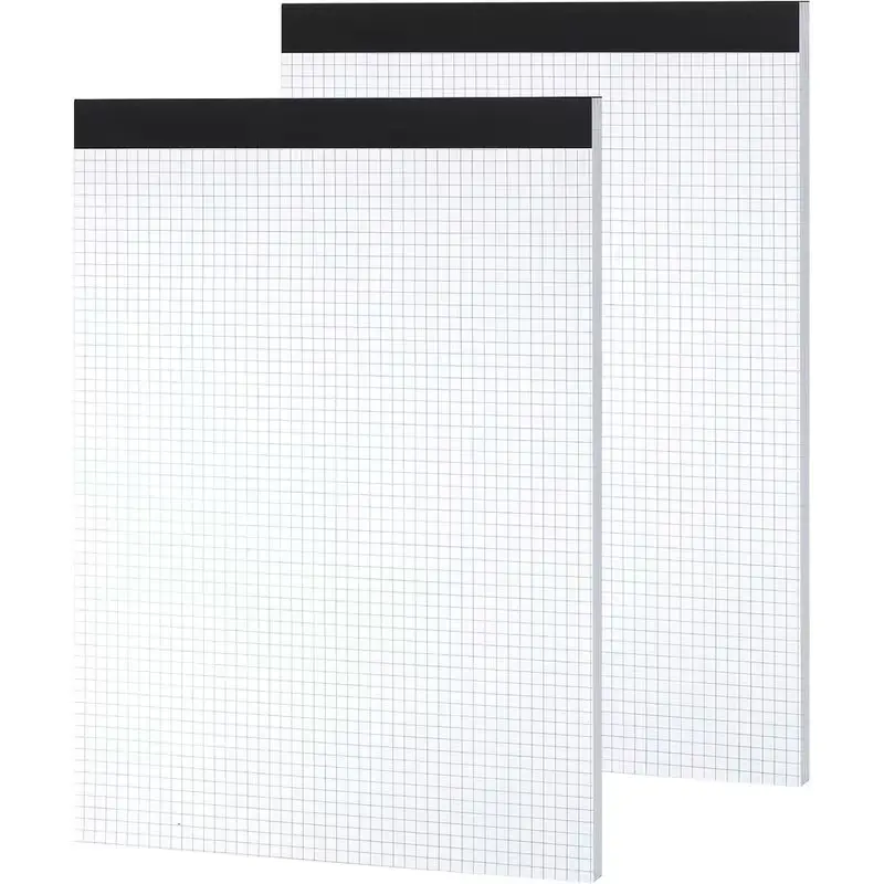 2 Packs Easy Tear Grid Paper Pads, 30 Sheets Per Book, 11.6"x8.5", 4x4 Squares, Ideal for Engineering & Technical Drawing, School Office Use, Stationery Paper
