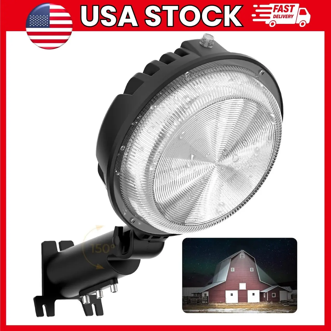 150 W LED Barn Light, 20,000 LM Outdoor Yard Light with Dusk-to-Dawn Photocell, 6500K Daylight Floodlight, Adjustable Outdoor Area Light for Garage, Barn, Driveway and Parking Area | LED barn light, outdoor yard light, dusk to dawn light