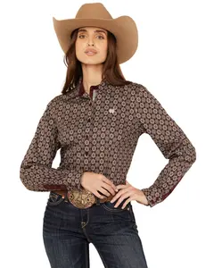 Cinch Women's Medallion Print Long Sleeve Button-Down Western Shirt - Msw9165062
