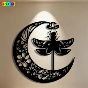 1pc Dragonfly & Moon Metal Wall Art, Moon Sign Home Decor, Modern Home Decoration, Dragonfly Statue Mural, Ideal Gift for Easter, Rust-Resistant Metal Wall Decor Wall Sculptures, Perfect for Patio Wall & Garden Fence, Nature Decor Enthusiasts