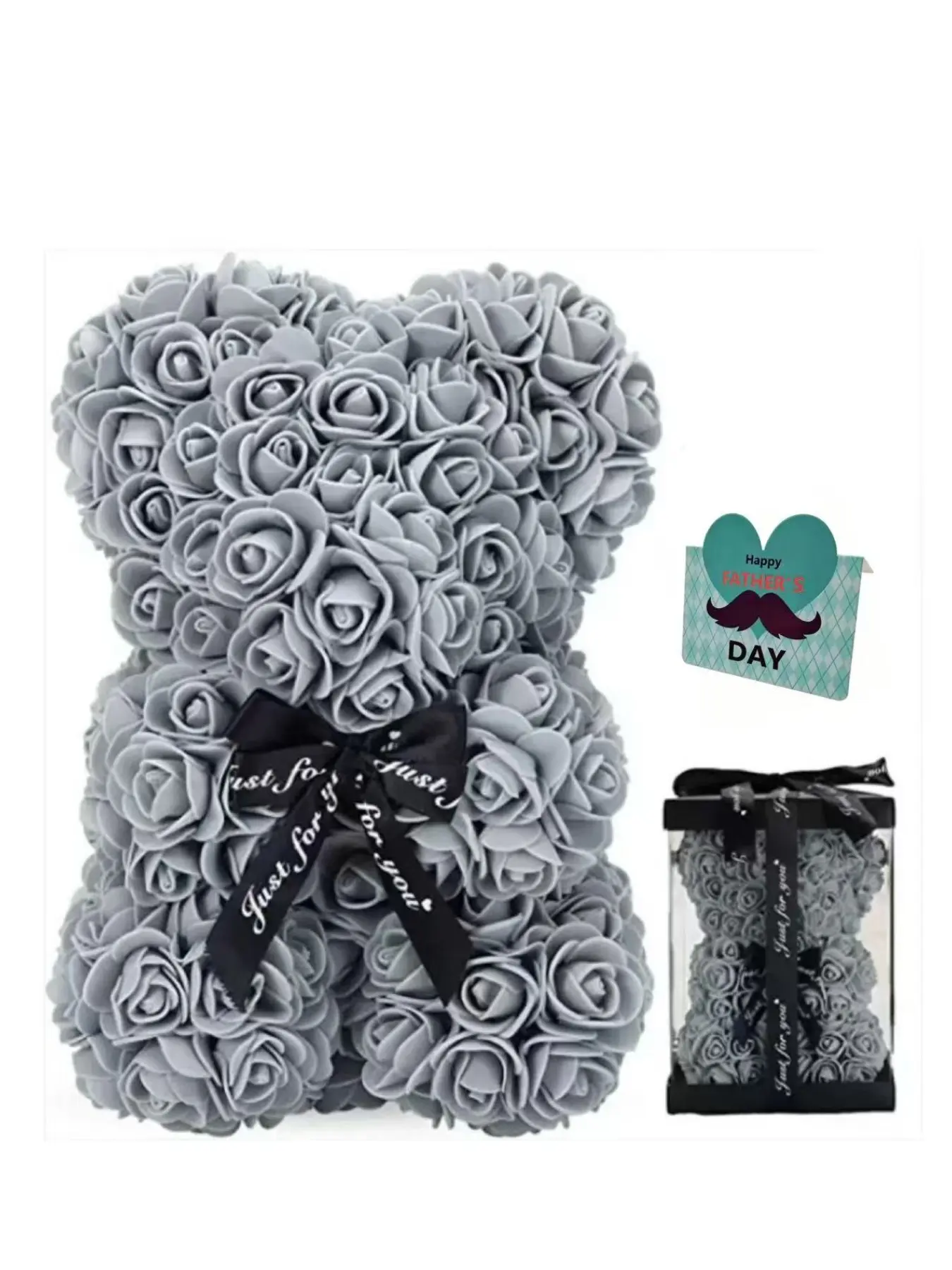 Father's Day Gift Handmade Rose Bear Bow Small Bear, Perfect Holiday Present for Dad, Unique Crafted Keepsake for Special Occasions, Fathers Day Present