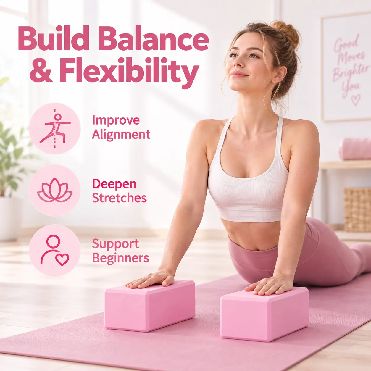 2-Pack EVA Foam Yoga Blocks (9"x6"x3") - Supportive Party Gift for Yoga, Pilates