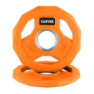 Garvee 2-Inch Rubber Coated Weight Plates Set - 2.5-45 Lbs Color Coded Bumper Plates for Home Gym, Weightlifting, Barbell Training - Cast Iron Plates Set