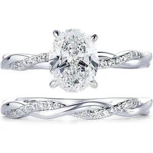 2ct Moissanite for Women Oval Cut Bridal Ring Set 925 Sterling Silver  Twisting Sets  princess cut ring 5vs1 engagement ring Wedding halorings