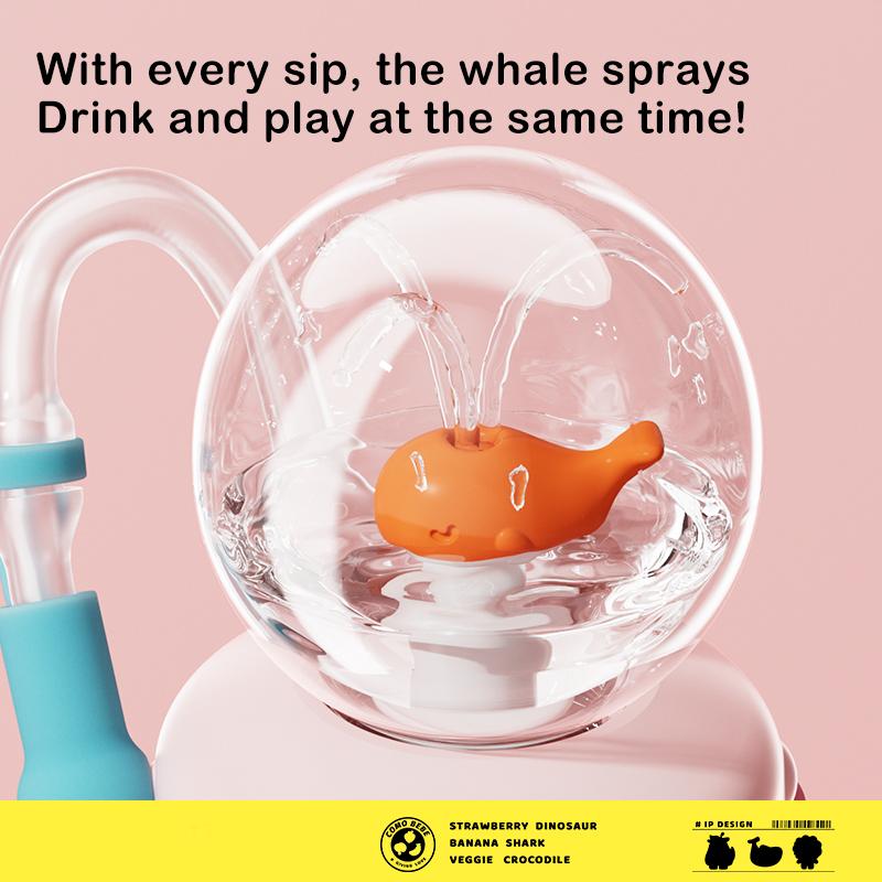 【COMOBEBE】18oz Tritan Sippy Cup – Whale Spray Design, BPA-Free, Spill-Proof, Dishwasher Safe, Fun for everyone Bottle Drinkware