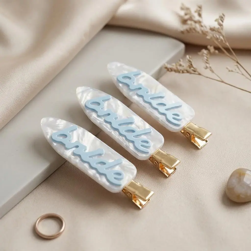 Bride Hair Clip Pearl Acrylic Bridal Hair Pin Something Blue Wedding Hair Accessory Bachelorette Gift Bridal Shower Bride To Be Gift
