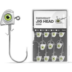 OJY&DOIIIY Swimbait Jig Heads with Chartreuse Fish Eye, 1/8 3/16 1/4 3/8 1/2oz Jigheads for Freshwater&Saltwater Fishing 10/15 Pack