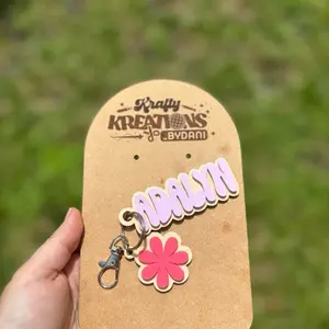 Personalized flower name keychain