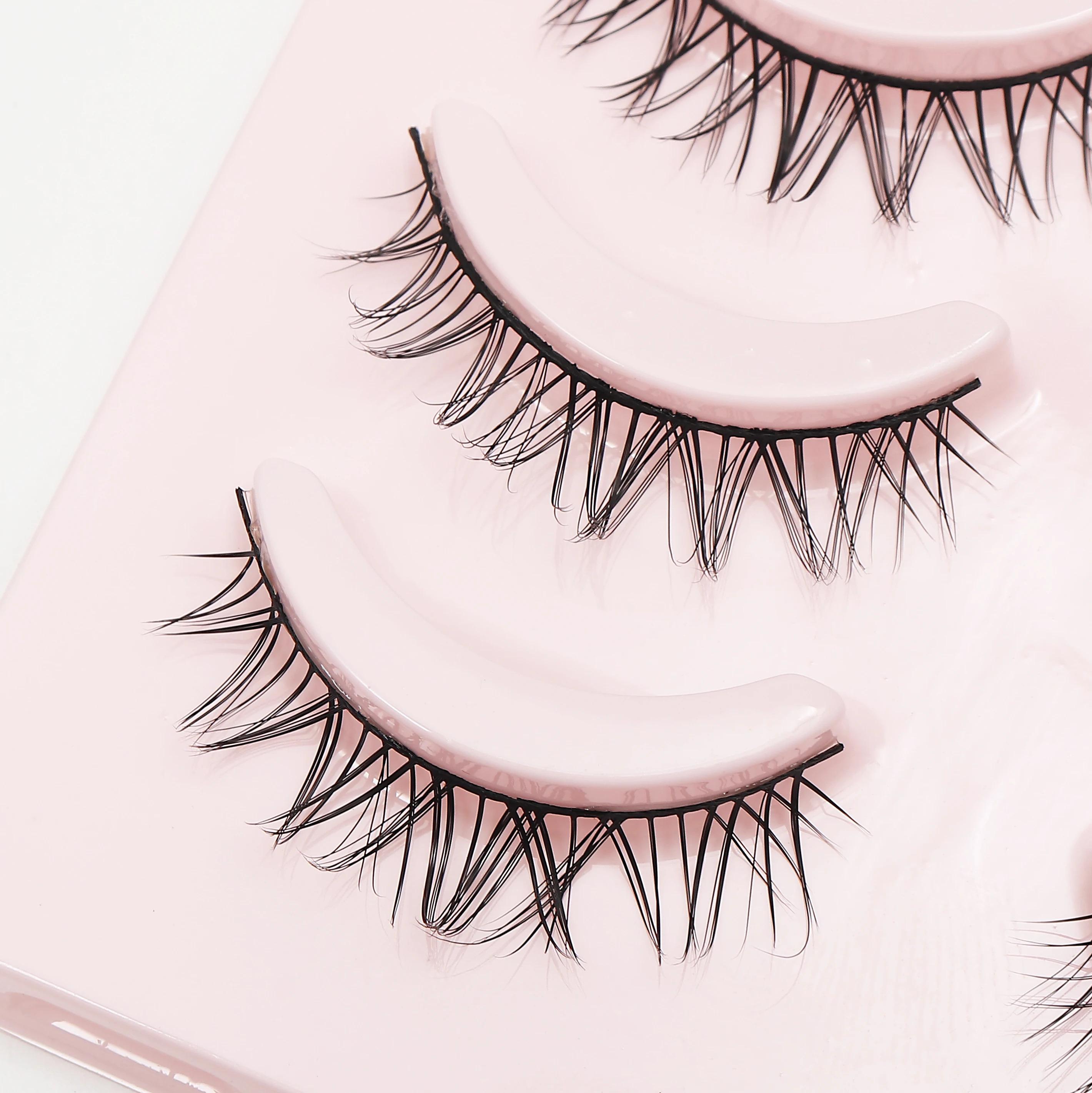 Fake Eyelash Anime Lashes 5 Pairs Little Devil Eyelashes Natural Daily Makeup Manga Eyelashes Clear Band Eyelashes